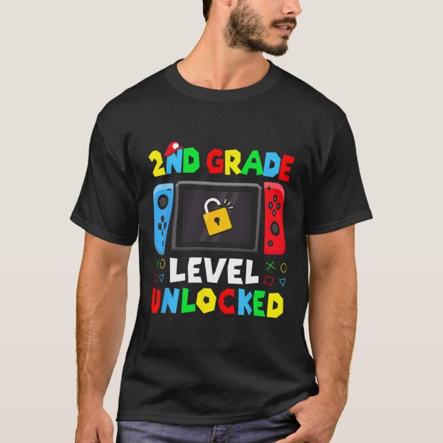 Camiseta Ck To School 2nd Grade Level Unlocked Gamer Kids B (Frente)