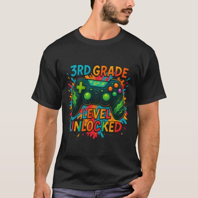 Camiseta Ck To School 3rd Grade Boys Gamer First Day School (Frente)
