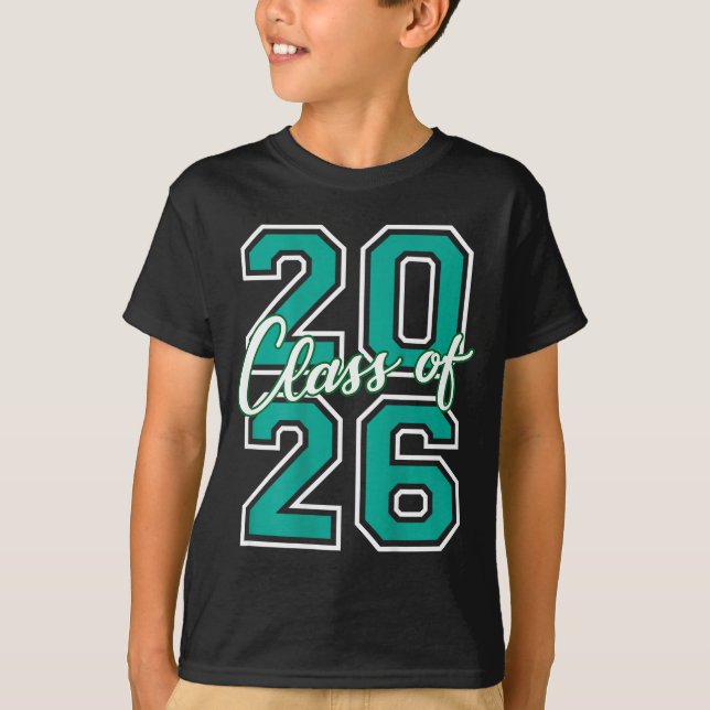 Camiseta Cl Of 2026 Graduation Varsity Teal And White On Th (Frente)