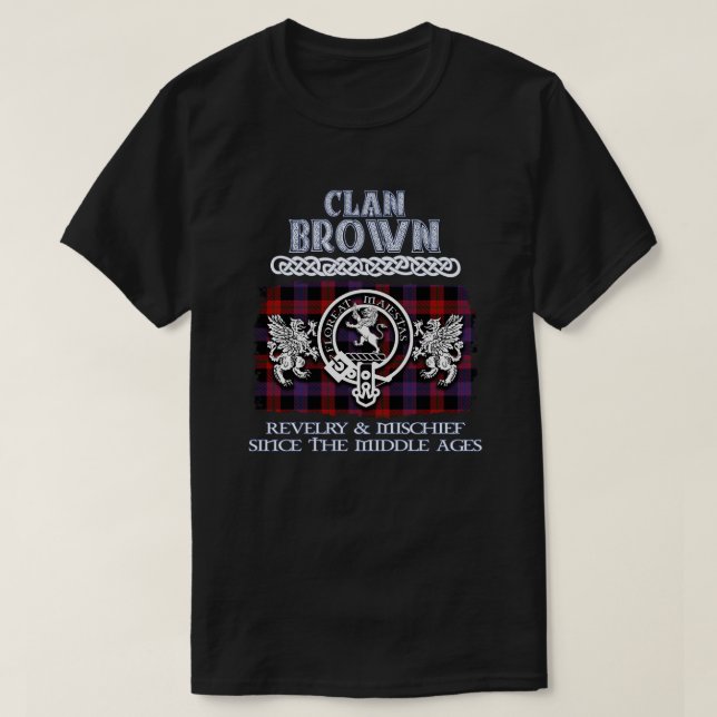 Camiseta Clã Brown clans escoceses sobrenome escocês (Frente do Design)