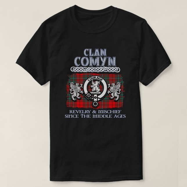 Camiseta Clã Comyn crest clans escoceses sobrenome escocês (Frente do Design)
