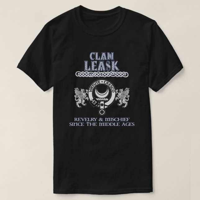 Camiseta Clã Leask crest escocês apelido escocês (Frente do Design)