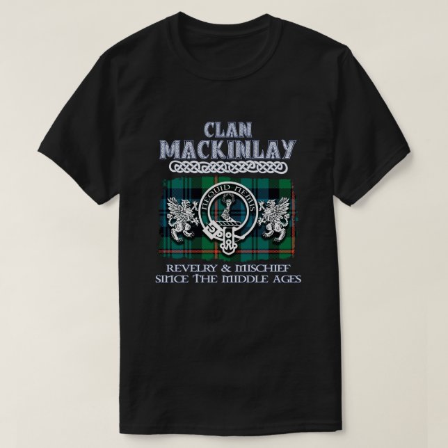 Camiseta Clã MacKinlay crest na Escócia (Frente do Design)