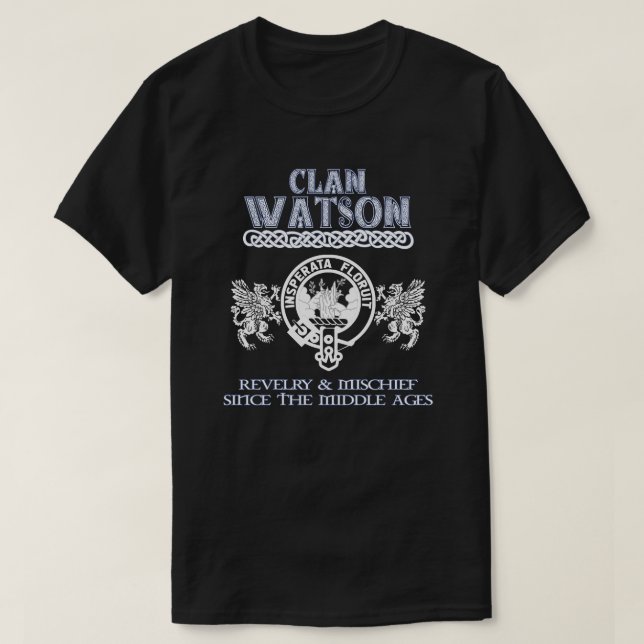 Camiseta Clã Watson crest clãs escoceses sobrenome escocês (Frente do Design)