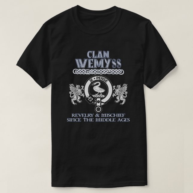 Camiseta Clã Wemyss crest clans escoceses sobrenome escocês (Frente do Design)