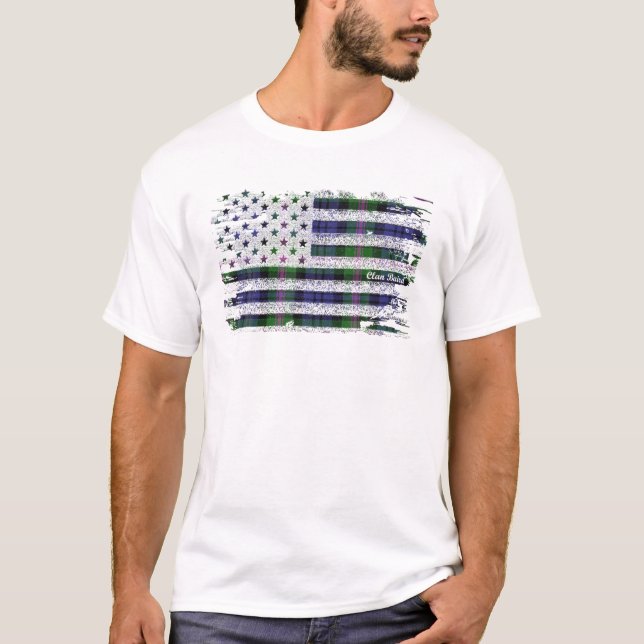 Camiseta Clan Baird American Flag Scottish Tartan (Frente)