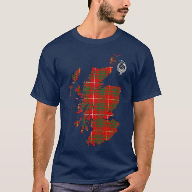 Camiseta Clan Bruce Tartan Map & Crest (Frente)