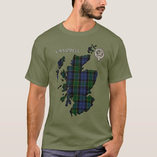 Camiseta Clan Campbell Crest & Breadalbane Tartan Map (Frente)
