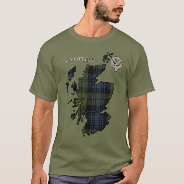Camiseta Clan Campbell Crest & Tartan Map (Frente)