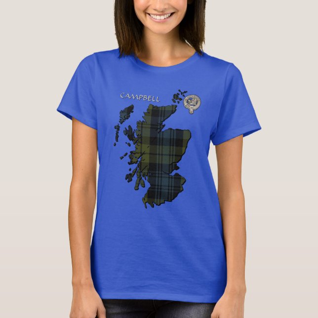 Camiseta Clan Campbell Crest & Tartan Map (Frente)