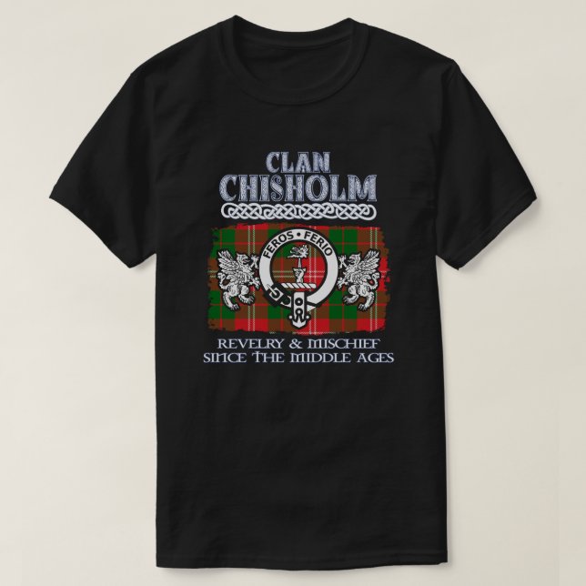 Camiseta Clan Chisholm cress clãs escoceses surnam escocese (Frente do Design)