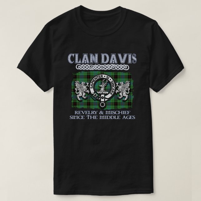Camiseta Clan Davis crest clãs escoceses sobrenome escocês (Frente do Design)