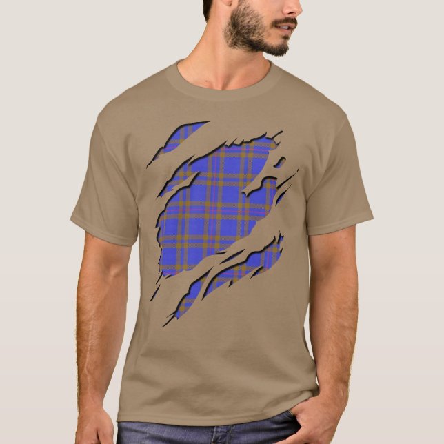 Camiseta Clan Elliot Elliott Efeitos de Xadrez do Tartan (Frente)