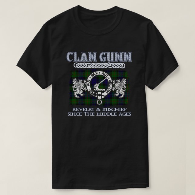 Camiseta Clan Gunn crest clans escoceses sobrenome escocês (Frente do Design)