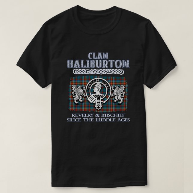 Camiseta Clan Haliburton crest clãs escoceses surn (Frente do Design)