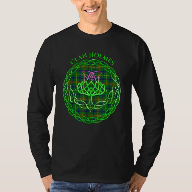 Camiseta Clan Holmes Scottish Tartan Celtic Thistle (Frente)