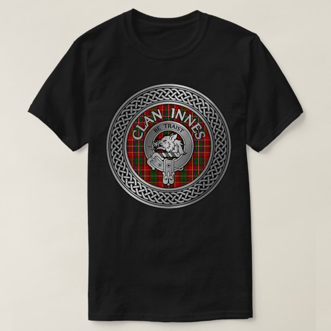 Camiseta Clan Innes Crest Tartan Knot (Frente do Design)