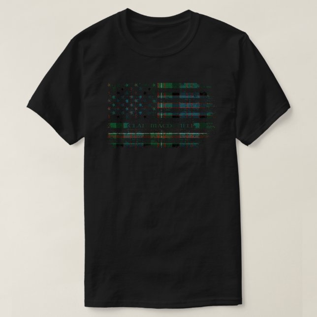 Camiseta Clan MacDonell de Glengarry Scottish tartan US fla (Frente do Design)