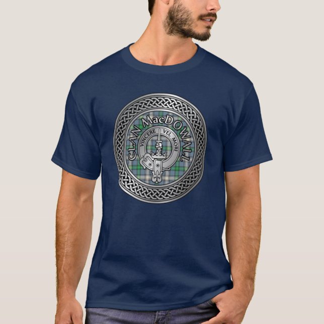 Camiseta Clan MacDowall Crest & Tartan Knot (Frente)