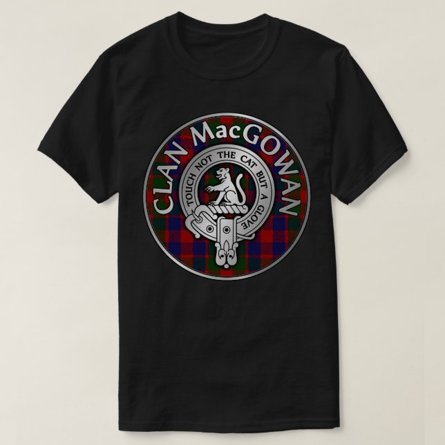 Camiseta Clan MacGowan Crest Tartan 1 (Frente do Design)