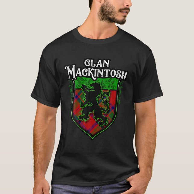Camiseta Clan Mackintosh Surname Scottish Tartan Lion Rampa (Frente)