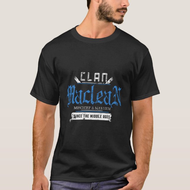 Camiseta Clan Maclean Mishead E Mayhem Desde O Meio (Frente)