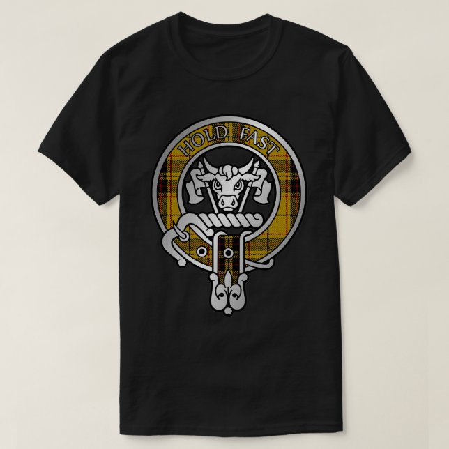 Camiseta Clan MacLeod Crest Tartan 4 (Frente do Design)