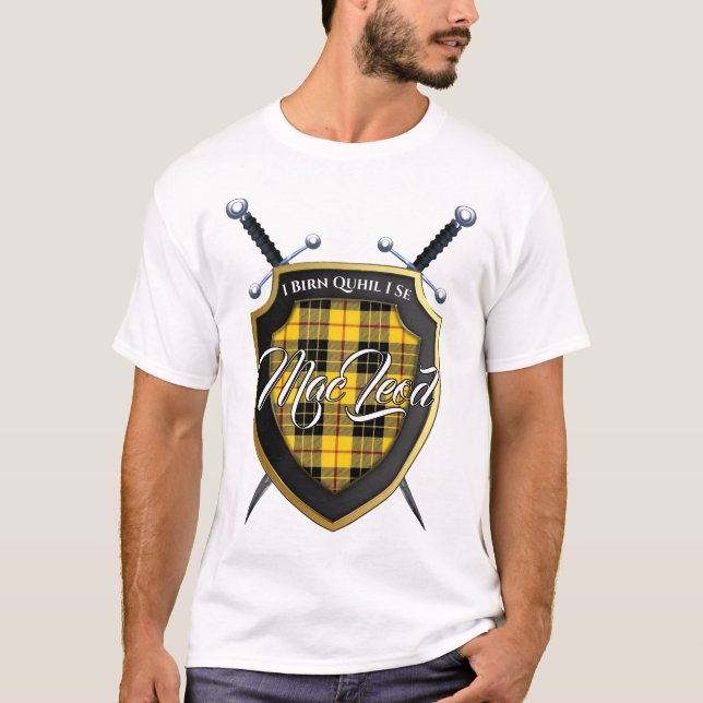 Camiseta Clan MacLeod do Lewis Tartan Scottish Shield (Frente)