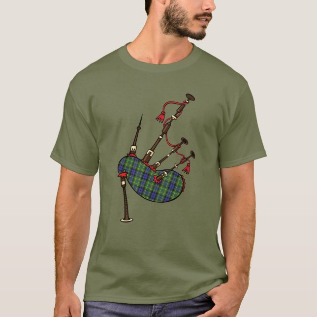 Camiseta Clan MacNeill da Gigha Tartan Bagpipe (Frente)