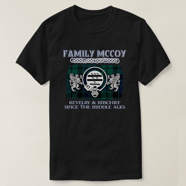 Camiseta Clan McCoy crest clãs escoceses sobrenome escocês (Frente do Design)