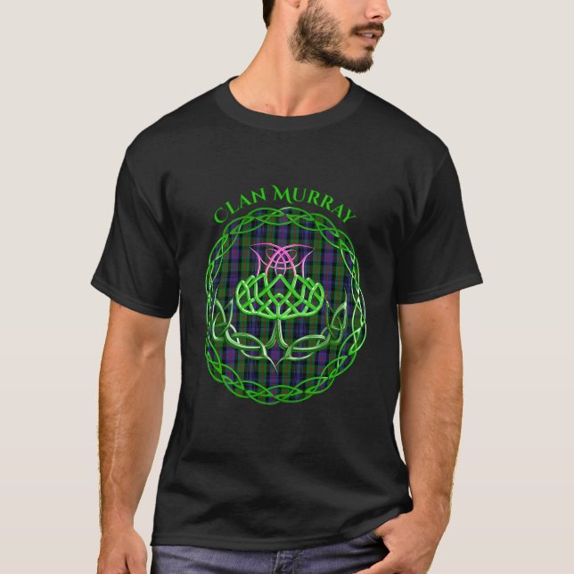 Camiseta Clan Murray Scottish Tartan Celtic Thistle (Frente)