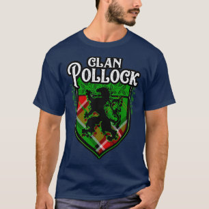 Camiseta Clan Pollock Surname Scottish Tartan Lion Crest