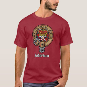 Camiseta Clan Robertson Crest sobre Tartan