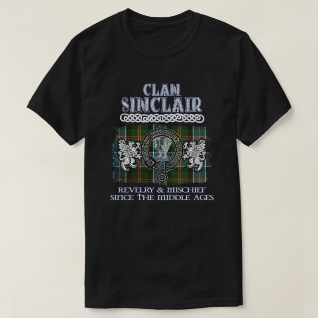 Camiseta Clan Sinclair 3 crest clãs escoceses Surn escocês (Frente do Design)