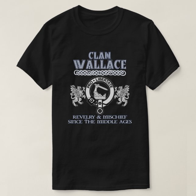 Camiseta Clan Wallace crest clãs escoceses sobrenome escocê (Frente do Design)