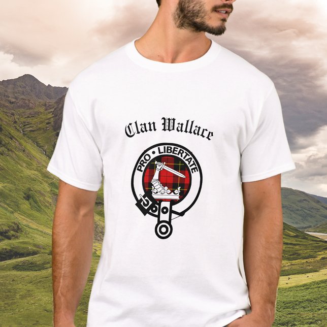 Camiseta Clan Wallace Crest Crachá e Tartan (Criador carregado)