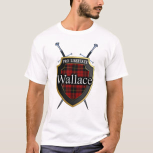 Camiseta Clan Wallace Tartan Xadrez Escocesa Escudo e Espad