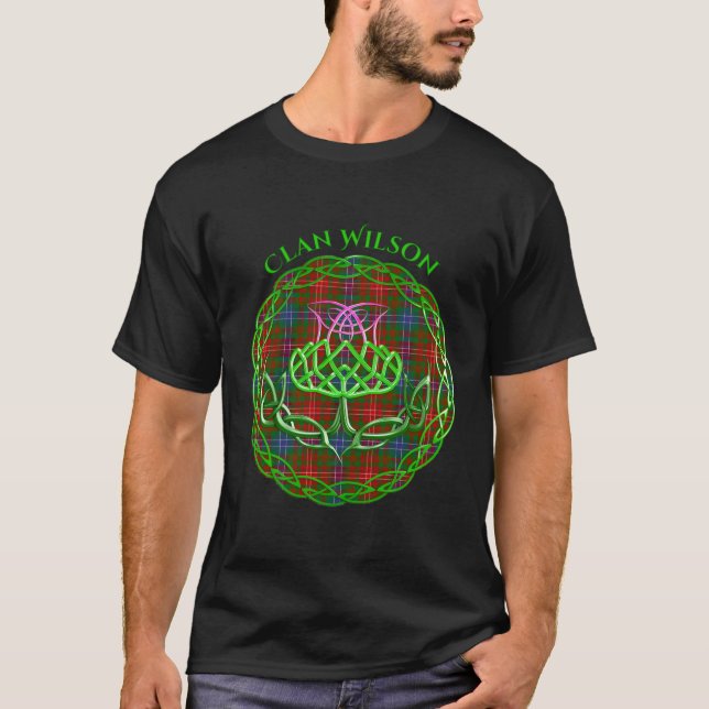 Camiseta Clan Wilson Scottish Tan Celtic Thistle (Frente)