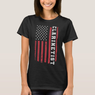 Camiseta Clarinet Clarinetist Instrumento EUA Bandeira4