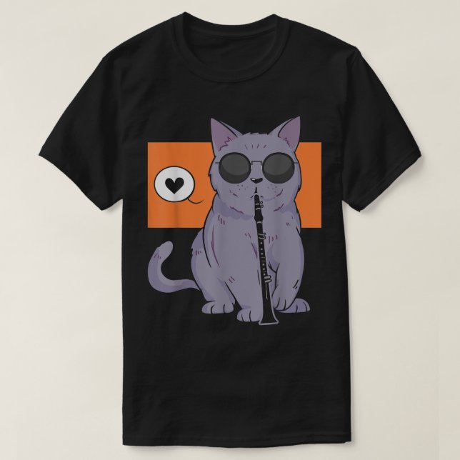 Camiseta Clarinet Gatinho Clarinet Banda Clarinet Clarinet (Frente do Design)
