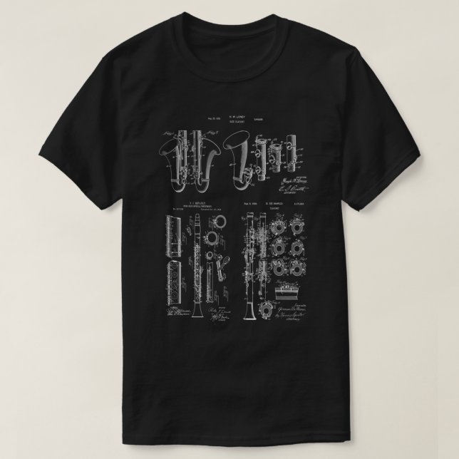 Camiseta Clarinet Musical Institute Patent Impressões Class (Frente do Design)