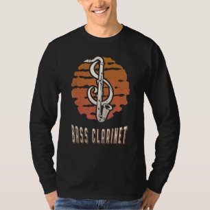 Camiseta Clarinete Baixo Vintage Retro Clássico Música Pôr