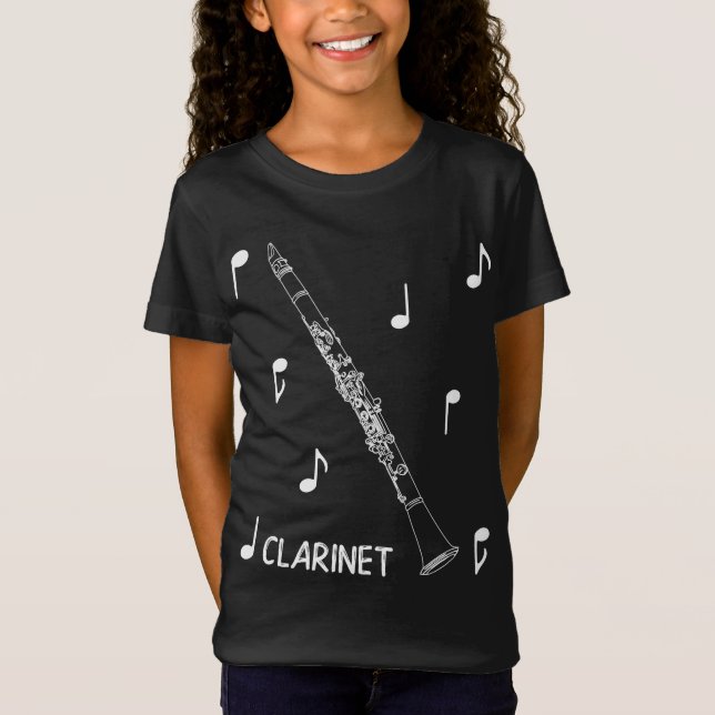 Camiseta Clarinete das notas musicais (Frente)