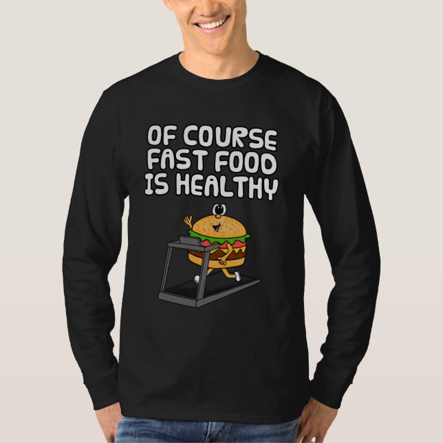 Camiseta Claro que Comida Rápida é Saudável, Burger Fitness (Frente)
