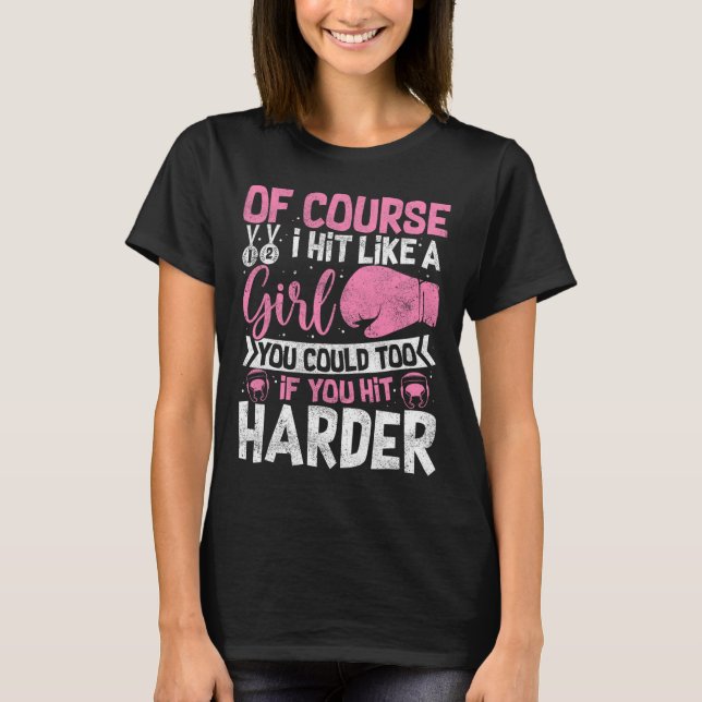 Camiseta Claro Que Eu Acerto Como Uma Garota Kickboxing Spa (Frente)