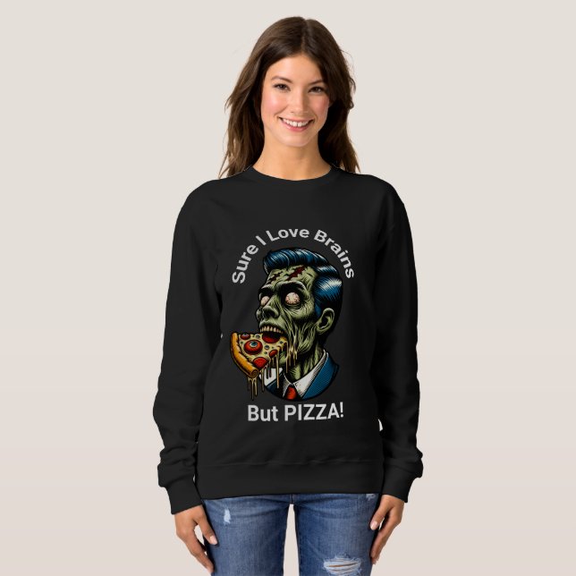 Camiseta Claro que eu amo cérebros...Mas PIZZA! (Frente Completa)