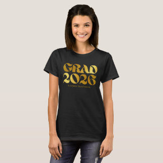Camiseta Class of 2026 2 Photo Black and Gold Typography