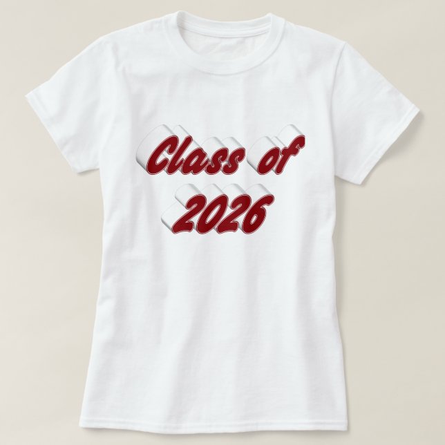 Camiseta Class of 2026 burgundy typography graduation (Frente do Design)