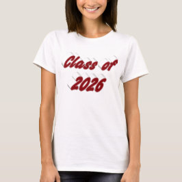 Camiseta Class of 2026 burgundy typography graduation