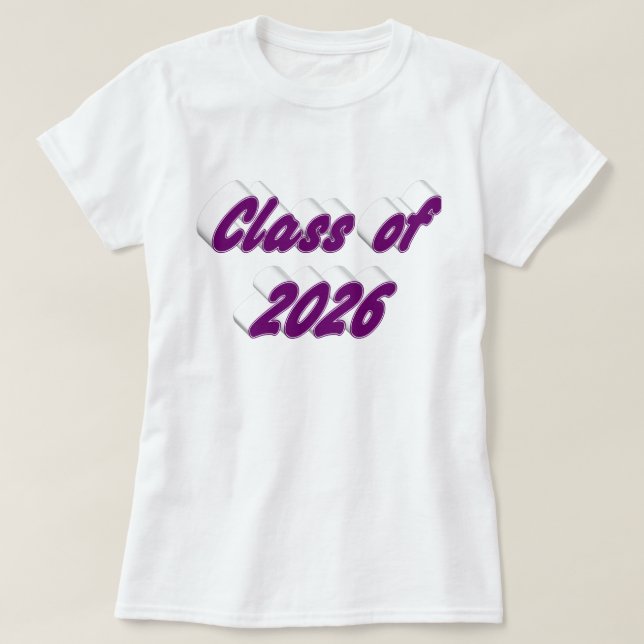 Camiseta Class of 2026 purple typgraphy graduation (Frente do Design)